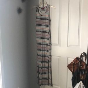 A multi pattern maxi dress